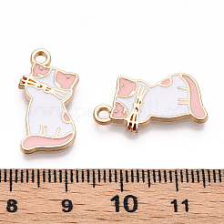 合金エナメルチャーム  カドミウムフリー＆ニッケルフリー＆鉛フリー  ライトゴールド  猫  ピンク  21x11.5x2mm  穴：2mm&nbsp;PALLOY-N170-030C-NR