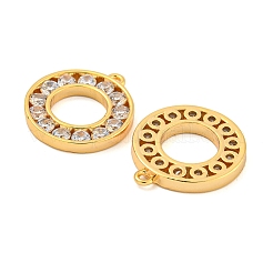 ブラスクリアキュービックジルコニアチャーム  リング  18KGP本金メッキ  16.5x15x2mm  穴：1~1.2mm&nbsp;KK-N254-31G