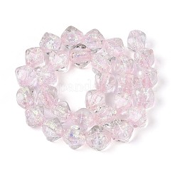 手作りの箔ガラスビーズ連売り  双円錐形  ピンク  12~14.5x14.5~16x14.5~16mm  穴：1~1.4mm  約30個/連  15.16~15.55インチ（38.5~39.5cm）&nbsp;FOIL-N033-01A