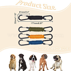 4個 4色 ポリエステルコード編み 犬用ハーネス カラー リーシュ コネクター  アルミニウム合金クラスプ犬首輪安全クリップ  ミックスカラー  193x22x8mm&nbsp;AJEW-GO0001-38