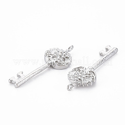 真鍮チャーム  ニッケルフリー  キー  プラチナメッキ  33x12.5x3.5mm  穴：1.6mm&nbsp;KK-S356-514P-NF