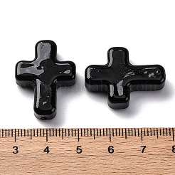 手作りランプワークビーズ  クロス  ブラック  26x19.5x7.5mm  穴：1.6mm&nbsp;LAMP-Q004-01A-07