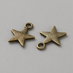 合金のチベット風チャーム  スターのチャーム  アンティークブロンズ  15x12x1.5mm  穴：1.8mm&nbsp;FIND-WH20015-127AB