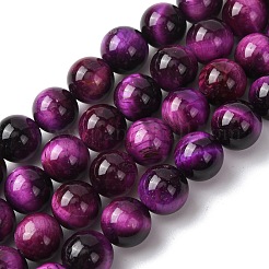 天然石タイガーアイビーズ連売り  染め  ラウンド  インディゴ  10mm  穴：1mm  約37~40個/連  14.9~15.1インチ（38~38.5cm）&nbsp;G-S259-03A-10mm