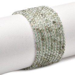 天然石グリーンルチルクォーツビーズ連売り  多面カット  ラウンド  2mm  穴：0.5mm  約87個/連  14.96