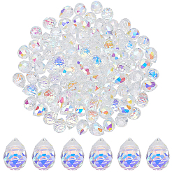 120個の電気メッキガラスビーズ  多面カット  ティアドロップチャーム  トップ掘削  クリアAB  11x8mm  穴：1.2mm&nbsp;GLAA-SP0001-85