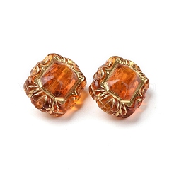 アクリルビーズ  模造琥珀  ゴールドライン入り  長方形  チョコレート  18x13.5x8.5mm  穴：1.8mm  約515個/500g&nbsp;OACR-C013-22
