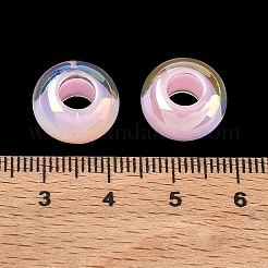 UVメッキ透明樹脂ヨーロピアンビーズ  大穴ビーズ  虹色の  ロンデル  フラミンゴ  8x13.5mm  穴：5.5mm&nbsp;RE-CBAFF00-01D