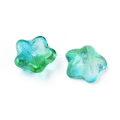 チェコガラスビーズ  電気メッキ/ゴールドインレイカラー/染め  花  ミックスカラー  10x3.5mm  穴：1mm&nbsp;X-GLAA-G070-04
