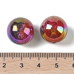 UVメッキ不透明クラックルツートンアクリルビーズ  ラウンド  暗赤色  16mm  穴：2.7mm&nbsp;X1-MACR-C032-01B