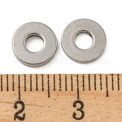 変色しない304ステンレススチールスペーサービーズ  フラットラウンド  ステンレス鋼色  8x1.5mm  穴：3.2mm&nbsp;STAS-F117-50P-01