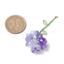 樹脂の花のペンダント  ガラスのラッパビーズと304ステンレススチールの丸カンループ付き  ライラック  52.5x27.5x25.5mm  穴：2.5mm&nbsp;PALLOY-TA00251-03