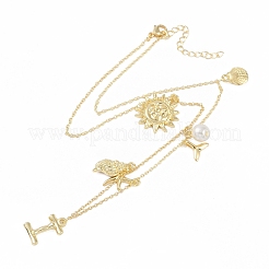 ボヘミアン サマー ビーチ スタイル 18K ゴールド メッキ シェル型 イニシャル ペンダント ネックレス&nbsp;IL8059-9