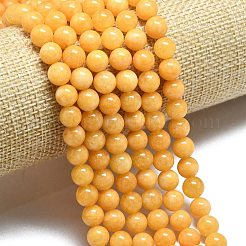 天然石マレーシアジェイドビーズ連売り  染め＆加熱  ラウンド  ゴールド  8~8.5mm  穴：1.2mm  約48個/連  14.96インチ（38cm）&nbsp;G-L645-A01-8mm-10