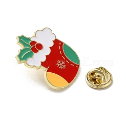 クリスマステーマのエナメルピン  バックパックの服のための黄金の合金のブローチ  靴  29x25x1.5mm&nbsp;JEWB-H021-12C