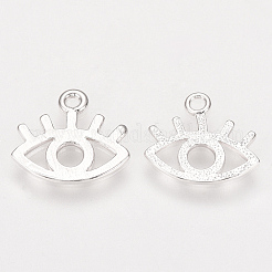 真鍮製チャーム  ニッケルフリー  プラチナメッキ  目  11.5x13x1mm  穴：1mm&nbsp;KK-Q735-389P