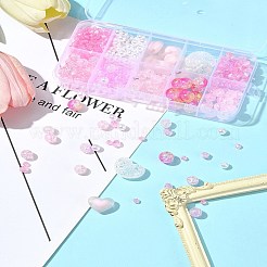 DIY ラウンド アクリル ビーズ ジュエリー作り ファインディング キット  ピンク  4~16x4~21x4~10.5mm  穴：1~2.5mm&nbsp;DIY-FS0007-05