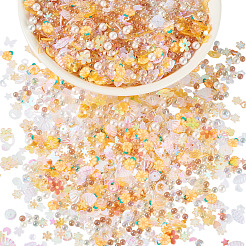 手作りポリマークレイのトッピングミックス  樹脂粘土カボション  ネイルアート＆レジンデコレーション用  プラスチック製のスパンコールとABS製の模造真珠とアクリル製のラインストーン付き  混合図形  砂茶色  1.5~10x1.5~9x0.2~4mm  穴：1~1.2mm&nbsp;CLAY-TADJ0001-01D