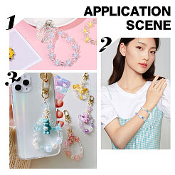 DIYかわいいビーズストレッチブレスレット作成キット  花 & 星 & ちょう結び & ハート & 蝶 & キャンディーアクリルビーズを含む  伸縮性のある糸  ブルー  13.5x14x6mm  穴：1.5mm  ビーズ：150個/袋&nbsp;DIY-SC0020-60C