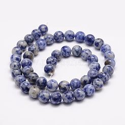 天然ブルースポットジャスパービーズ連売り  ラウンド  6mm  穴：1mm  約61~65個/連  15インチ&nbsp;G-R193-15-6mm
