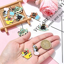 10 個 5 スタイル合金エナメルパンツ  猫のチャーム  ミックスカラー  25~30x15~24.5x1.5mm  穴：1.6~1.8mm  2個/スタイル&nbsp;FIND-YW0005-71