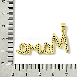 母の日 本物の 18K ゴールドメッキ真鍮マイクロパヴェランダムカラーキュービックジルコニアペンダント  カドミウムフリー＆ニッケルフリー＆鉛フリー  ワードママ  カラフル  19x39.5x2mm  穴：5x3.5mm&nbsp;KK-H472-06B-G02
