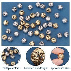 60個 2色 304ステンレススチール 中空丸ビーズ  ミックスカラー  10x9.5mm  穴：1mm  30個/カラー&nbsp;STAS-UN0045-90