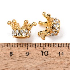 合金とクリスタルラインストーンビーズ  クラウン  ゴールドカラー  18x16x11mm  穴：3mm&nbsp;FIND-Z129-03G