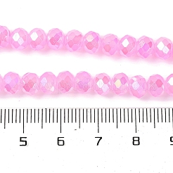 電気メッキガラスビーズ連売りを焼く  ABカラー  多面カット  ロンデル  パールピンク  6x5mm  穴：1mm  約80~85個/連  38~40cm&nbsp;DGLA-A039-J6MM-B09
