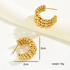 201ステンレススチールアーチスタッドピアス  女性用ハーフフープピアス  ゴールドカラー  20x20mm&nbsp;OM4332
