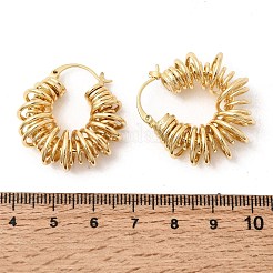 女性のための真鍮のフープピアス  スパイラル  18KGP本金メッキ  29x11mm&nbsp;EJEW-K334-01G
