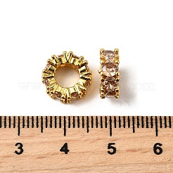 大きな穴リング真鍮マイクロパヴェキュービックジルコニアスペーサビーズ  桃パフ  11x4mm  穴：5mm&nbsp;ZIRC-L041-18H