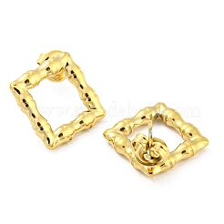 304ステンレススチールスタッドピアス  中空菱形  14KGP本金メッキ  19x15mm&nbsp;EJEW-M233-16G
