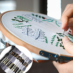 6層ポリエステル刺繍フロス  クロスステッチの糸  セグメント染めグラデーションカラー/クリスマス/秋カラーシリーズ  グレー  0.5mm  約8.75ヤード（8m）/かせ  12かせ&nbsp;OCOR-WH20074-01A-10