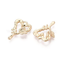 合金ペンダント  蝶とハート  ゴールドカラー  20x14x4mm  穴：1.6mm&nbsp;PALLOY-T092-44G