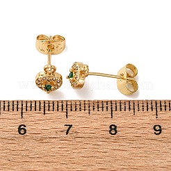 真鍮マイクロパヴェキュービックジルコニアハートスタッドピアス  16KGP本金メッキ  8x6mm&nbsp;EJEW-K267-31G