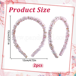 カイコの絹のヘアバンド  プラスチック付き  花柄  ホワイト  150x120x11mm  内径：98mm&nbsp;OHAR-WH0033-019A