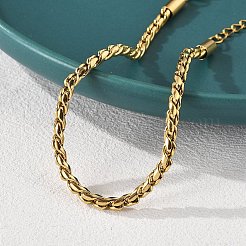 女性用304ステンレススチールロープチェーンブレスレット  18KGP本金メッキ  6-1/2インチ（16.5cm）&nbsp;BJEW-Q051-04G