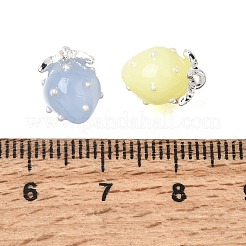 透明樹脂ペンダント  ストロベリーチャーム  真鍮  ミックスカラー  銀  12x8.5x8.5mm  穴：1mm&nbsp;RE-CBA7395-01S