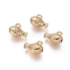 長持ちするメッキ合金チャーム  魚  ゴールドカラー  11.2x12x6mm  穴：1.5mm&nbsp;PALLOY-E576-07G