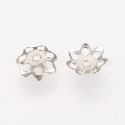 マルチペタル鉄ビーズキャップ  花  プラチナ  6x1.5mm  穴：1mm&nbsp;IFIN-F146-01P