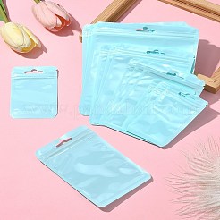 マカロンカラーの陰陽柄の再封可能なプラスチック袋 40種類 4枚  ジップトップバッグ  セルフシールバッグ  トップシール  長方形  淡いターコイズ  10~15x5.9~14x0.15mm  片側の厚さ：2ミル（0.05mm）  10個/スタイル&nbsp;OPP-FS0001-18D