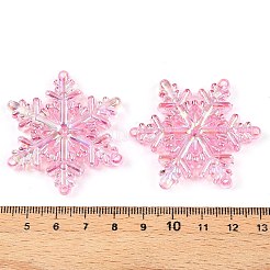 ABカラー透明アクリルシャンデリアコンポーネントリンク  スノーフレーク  ショッキングピンク  46x46x6mm  穴：2mm&nbsp;TACR-T028-25C