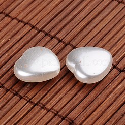 ハートアクリル模造パールビーズ  ホワイト  15x15.5x6mm  穴：0.5mm&nbsp;X-OACR-O002-3972