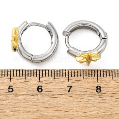 ブラスマイクロパヴェクリアキュービックジルコニアフープピアス  長持ちメッキ  鉛フリー＆カドミウムフリー  18KGP本金メッキ  スター  15x16.5x8.5mm&nbsp;EJEW-H158-19A-GP