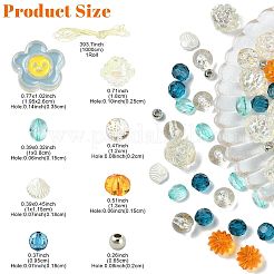 DIY ストレッチ ブレスレット メイキング キット  ラウンド、シェル、ランタン、オーバル、フラワーアクリル、プラスチックイミテーションパールビーズを含む  ミックスカラー  ビーズ：6.5~13x0.8~8x0.8~9.5mm  穴：1.5~3.5mm  108個/セット&nbsp;DIY-FS0003-98