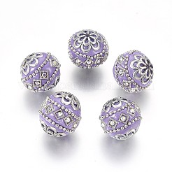 手作りのインドネシアビーズ  メタルパーツ  ラウンド  アンティークシルバー  紫色のメディア  19.5x19mm  穴：1mm&nbsp;IPDL-E011-01E