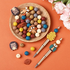 秋をテーマにしたシリコンビーズセット  ミックスカラー  15mm  7色  8個/カラー  56pc&nbsp;FIND-YW0006-78