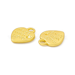 ラックメッキ合金チャーム  カドミウムフリー＆鉛フリー＆ニッケルフリー  愛を込めて作られたワードとハート  マットゴールドカラー  12.5x9.5x1.5mm  穴：1.8mm&nbsp;FIND-G045-41MG