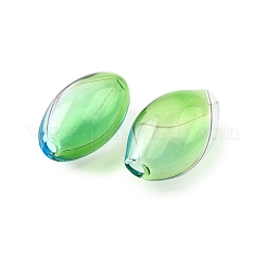 透明な手作り吹きガラスグローブビーズ  縞模様  ライス  ライトスカイブルー  18.5~19.5x9.5~10.5mm  穴：0.8~2mm&nbsp;GLAA-T012-06